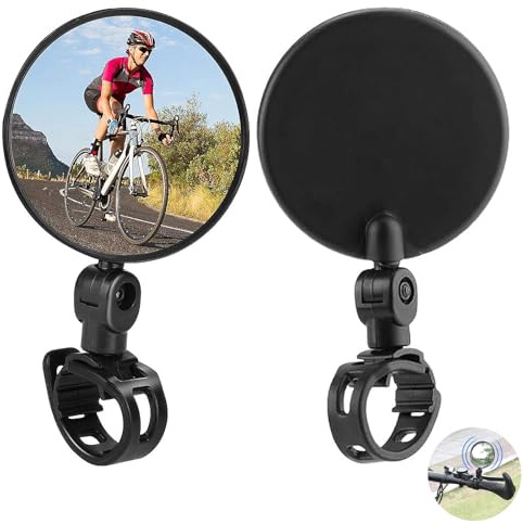 2 Pcs Bike Mirrors, Bike Rear View Mirror, Adjustable Rotatable Handlebar Mounted Convex Mirrors, Durable And Easy To Install, For All Bikes