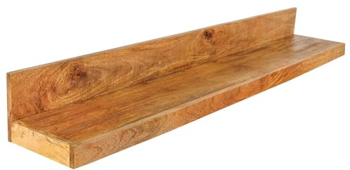 Wandregal MAKASSAR 110cm - natur - Mangoholz Handarbeit lackiert | Montiert, Massivholz, einzigartige Maserung, für Wohnzimmer, für Deko, pflegeleichte Oberfläche, modernes Design