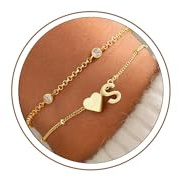 Turandoss Buchstaben Armband Damen Gold - 14K Vergoldete, Personalisierte Armband Mädchen mit Buchstaben Gold, Herz Armkette mit Initialen, Geschenke für Frauen Mädchen Mama Geschenk Freundin Schmuck