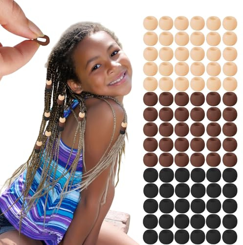 Auroriel 90 Stück Silikon Haarperlen Kinder Zöpfe Mädchen Frauen Weiche Bunte Zopfperlen Wiederverwendbare Haaraccessoires Set Farbverlauf Maillard Warmbraun Karamell Beige mit Einfädelhilfe