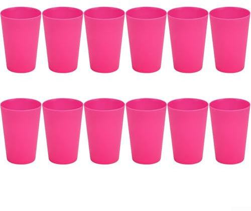 Lot de 612 gobelets en plastique légers et empilables, incassables, passent au lave-vaisselle, fabriqués à partir de matériau ABS, adaptés à plusieurs types de boissons (12 pièces, rose)