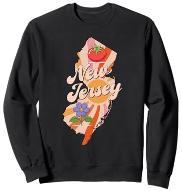 New Jersey State Map Retro Tomato Violet Symbol Sweatshirt