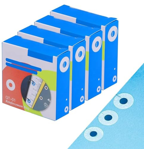 Aiyraa 1000 refuerzos de perforación, anillos de refuerzo de agujeros de papel transparente y blanco, refuerzos de agujeros autoadhesivos para papel de archivo, hojas y calcomanías de refuerzo de