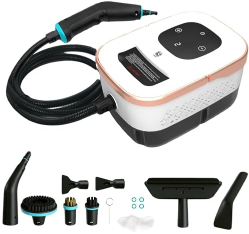 4Bar Handgerät Dampfreiniger für Alles Steam Cleaner Handdampfreiniger Polstermöbel Auto Fenster Profi für Möbel, Sofa, Fliesen, Boden 1500W, 1.25LWassertank, 15 Sekunden Aufheizzeit