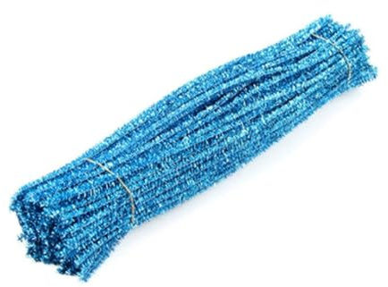 Qiantull 100 Stück Pfeifenreiniger Glitzer Pfeifenputzer zum Basteln Chenilledraht Plüsch Pfeifenreiniger Bastelzubehör für DIY-Basteleien und Dekorationen 30 cm x 6 mm Blau