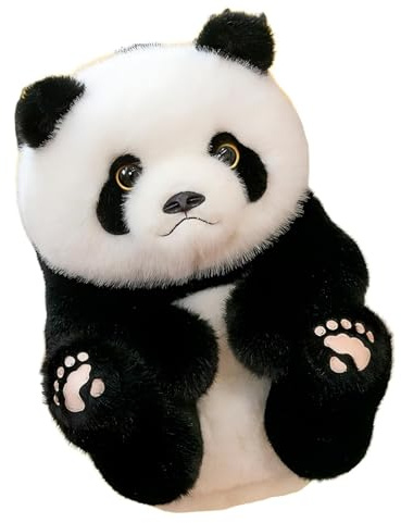 Xiyocadt Panda Plüschtier – Weicher Dicker Pandabär aus Plüsch, Kuscheltier mit PP-Baumwollfüllung, sitzend, Schwarz-Weiß, 28 cm / 36 cm (28cm,Schwarz)