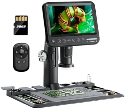 Digitalt Mikroskop 1600X 7 IPS Elektronisk PCB Lödstation 12MP Myntmikroskop Förstoringsglas 32GB Kraftfulla Egenskaper