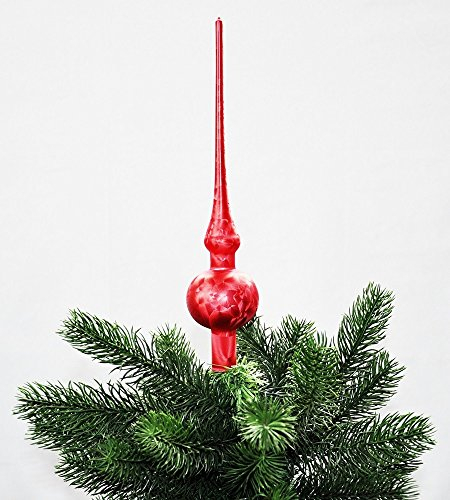 Jack Christbaumspitze Thüringer Glas 28cm Spitze Mundgeblasen Eislack Glanz Matt, Farbe:Rot Eislack