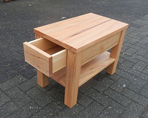 Martin Weddeling Beistelltisch Massiv Kernbuche Naturbelassen mit Schublade „Leila“ 60x40x45cm hoch.
