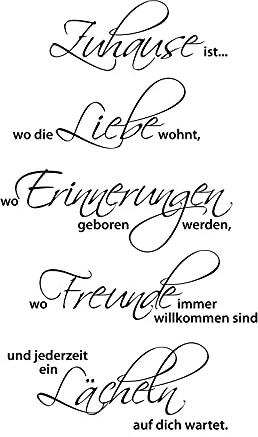 Grandora Wandtattoo Spruch Zuhause ist wo die Liebe wohnt I schwarz (BxH) 58 x 96 cm I Flur Wohnzimmer Sticker Aufkleber Wandaufkleber Wandsticker W3049