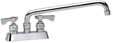 Krowne 15-312L Deck Mount Faucet, 4-Inch Centers, 12-Inch Swing Spout, Ceramic Cartridge Valve with Built-In Backflow Preventers, Chrome Finish, Low Lead Compliant