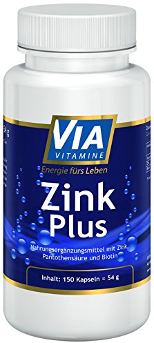 Zink plus 150 Kapseln, Pantothensäure, Biotin, hochdosiert, Premiumqualität aus Deutschland