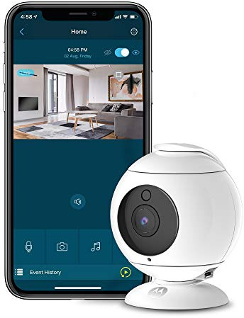 Motorola Focus 89 Caméra d'intérieur sans Fil Full HD 1080p avec panoramique à 360 degrés et Mode confidentialité et Application connectée Wi-FI Hubble pour Smartphones ou tablettes – Blanc