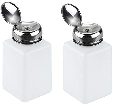 2Pcs 200ml Nail Polish Remover Bottles Pump Dispenser Bottle Alcohol Liquid Press Pumping Dispenser Empty Bottle for Nail Polish and Makeup Remover (Square)