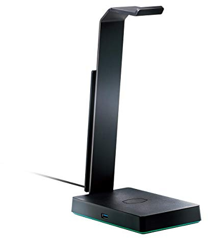 Cooler Master GS750 Headset-Halter und Qi-Wireless-Ladegerät für Kopfhörer und Mobilgeräte, 3,5 mm Audio In/Out mit 7.1 Surround Sound, Dual Port USB 3.0 Hub, RGB-Beleuchtung, EU-Stecker