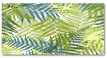 Tulup Glass Picture Wall Art - 100x50cm - Tempered Glass Decoration - Print for Living room Bedroom - Toughened Glass Image - Glass picture Wall Art - Ferns pattern