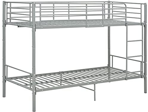 vidaXL Etagenbett Kinderbett Hochbett Metallbett Bett Stockbett Bettgestell Doppelstockbett Schlafzimmer Kinderzimmer Grau Metall 90x200cm
