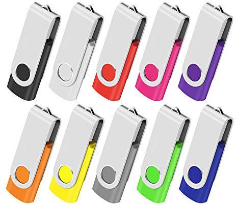 Cle USB 2GB Clé USB 2.0 Lot de 10 Mémoire Stick Lecteur USB Flash Drive Stockage Rotation Disque Pendrive pour Ordinateur Portable/PC/Voiture (10 Couleurs)