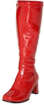 Stivali da donna in stile retrò anni '60 e '70, taglie 3-12, Rosso, 40 EU
