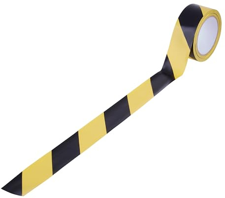 Premier Housewares Yellow and Black Warning Tape | 48mm x 30m Safety Hazard Tape | High-Quality Print for Workplace Safety | Essential for Hazard Awareness and Protection