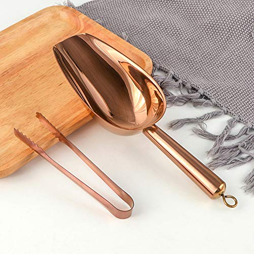 YDware Roségold Edelstahl Candybar Zangen Set, 1 Stücke Eisschaufel und 1 Stücke Zuckerzange für Bar Hochzeit Tee-Party und Küche