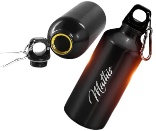 Générique Bouteille Aluminium Personnalisable - 400mL - Noir | Gourdes Personnalisées - Idée Cadeau (Gourde Athletic) - Haute qualité - Finition premium - Personnalisation sur mesure
