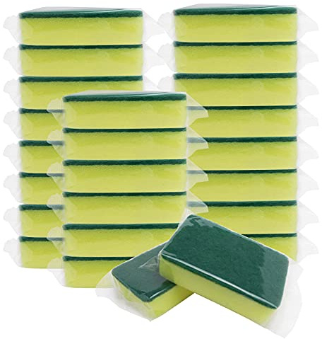 Esponja envuelta individualmente, 24 esponjas para lavar platos, almohadilla de fregado, apto para apartamentos de viaje (estilo 1)
