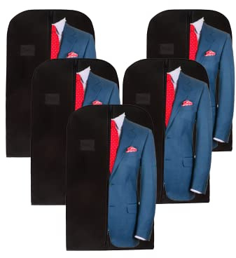 WEDCOVA UK Suit Bags for Men Women Clothes Covers Protector Bags Suit Covers Garment Bags (5, Black)