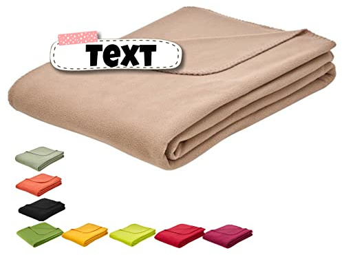 Stickling Kuscheldecke 150 x 200 cm individuell Bestickt mit Namen | personalisiert mit Ihrem Wunsch Text | Fleecedecke | Sofadecke | Tagesdecke | Felix (Altrosa)
