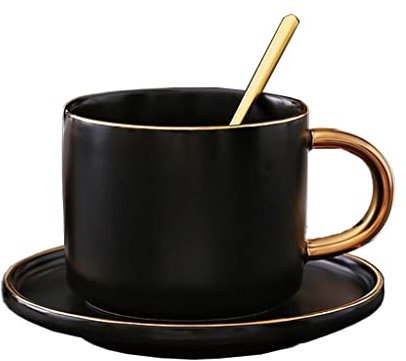ZOGBX Bone China Conjunto de Café (7.04oz) Juego de Taza de té,Juegos Tazas te Porcelana Inglesa,Tazas de Café Florales,con decoración Dorada de Porcelana,Regalo Dulce for el día de San Valentín