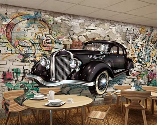 Carta Da Parati Personalizzata Fotomurali 3D Auto D'Epoca Walking Stereo Ristorante Bar Carta Da Parati Murale 300Cm(W)×210Cm(H)