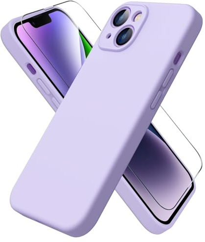 ACRONIX for iPhone 14 Case with 1 x Screen Protector, Soft Silicone Cover | Lilac,6.1 Inch,Full Body Protection,Dust Resistant,Anti-Scratch,Anti-Slip,Shockproof Durable,Soft Touch Grip,Gel Rubber