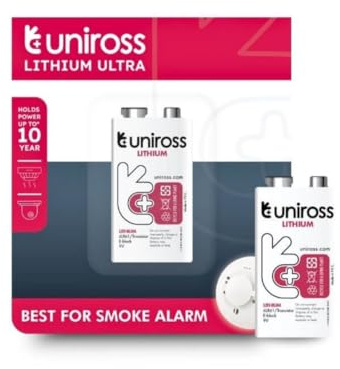 Uniross 9v PP3 Ultra Lithium Battery Single Pack - Long Lasting, 10 Year Shelf Life, Extreme Temperature