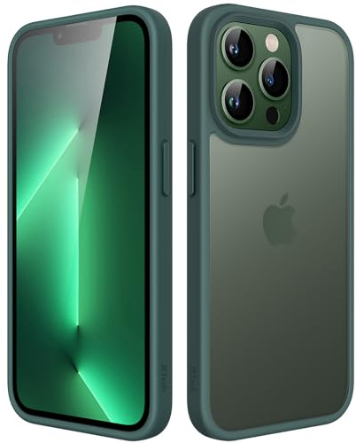 JETech Matt Hülle für iPhone 13 Pro Max 6,7 Zoll, Stoßfest Militärstandard FallSchutz Handyhülle, Mattierte Durchscheinende Rückseite Schutzhülle, Anti-Fingerabdruck (Dunkelgrün)