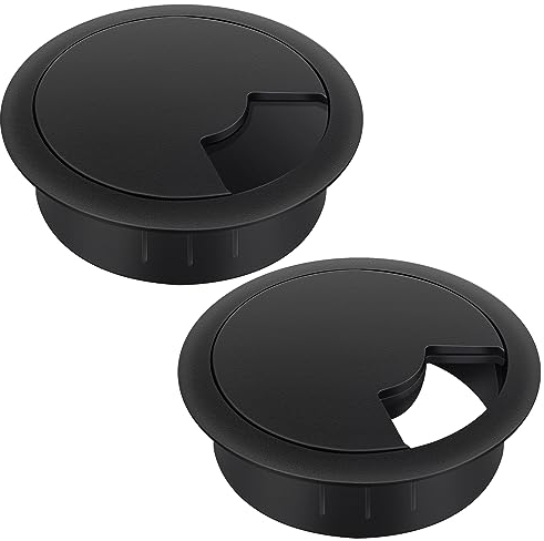 Bolatus 2 Pcs 60mm Desk Grommets, Round Desk Cable Hole Cover Plastic Cable Wire Grommet for Management Office Computer Wires