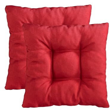 Traumnacht Cozy Stuhlkissen 2er Set 38 x 38 x 6 cm, Sitzkissen für Gartenstuhl, Küche & Esszimmer, bequemes Indoor & Outdoor Stuhlpolster, rot