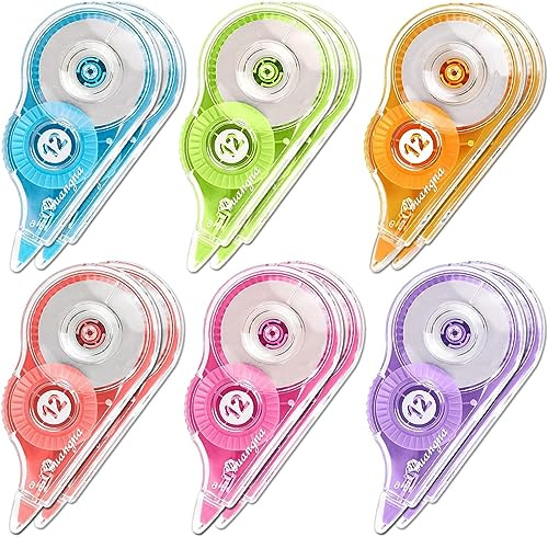 ECLET Lot de 2 rubans correcteurs de 5 mm pour journal, stylo correcteur, blanchisseur pour correction, articles de papeterie, ruban adhésif Corre 12 Metection Pen Tape (2 couleurs aléatoires) D
