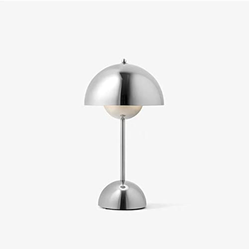 Bammare Kabellos Touch Control Tischlampe, 3 Farben Dimmbare Wiederaufladbare LED Tischlampe, Dekorative Nordeuropa Flowerpot Schreibtischlampe für Schlafzimmer Wohnzimmer Restaurant Bar (Silber)