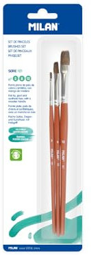 MILAN® Blister 3 Pennelli Piatti Serie 121# 2, 8 e 12