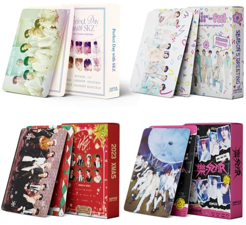 4 Pack/220PCS Stray-K Photocards, Stray-K Lomo Cards SK New Album Postcards Cards Set Stray-K Lomo Card Postcard Birthday Gift Cards for Fans Friend