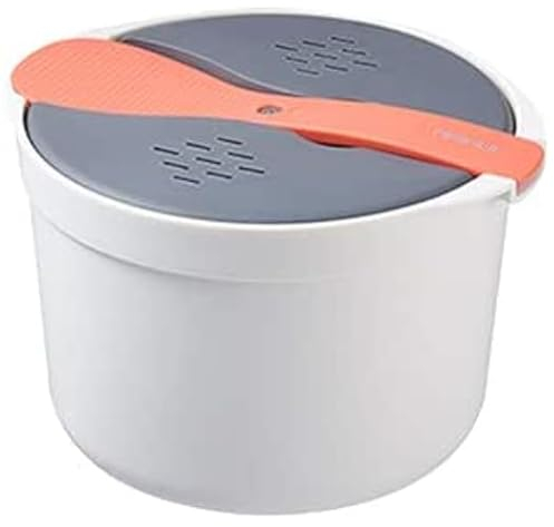 RUCUDIM Microwave Rice Cooker 2L Microwave Steamer Set Household Microwave Rice Steamer Non Stick Rice and Pasta Cooker High Temperature Resistant Steam Pot with Rice Scoop