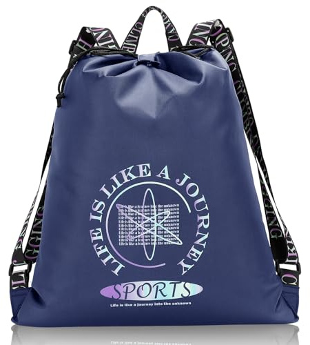 AiQInu Turnbeutel Damen und Herren,Große Kapazität Wasserdicht Turnbeutel Rucksack mit Kordelzug, Verstellbare Breite Schultergurte Mode Sport Rucksäcke für Sport, Reisen und City