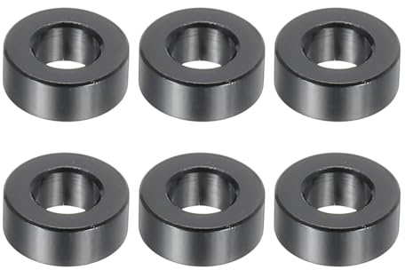 PATIKIL 6pcs M5 Separadores de Aluminio, Espaciadores Metálicos Redondos Espaciador de Metal de Aleación de Aluminio para M5 Tornillo Pernos, 4x5.2x10mm (L*ID*OD), Negro