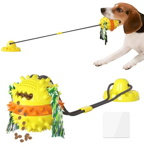 Yarteim Hundespielzeug mit Saugnapf, Interaktives Hundespielzeug Ball mit Seil, Futterball für Hunde, Kauspielzeug Hund Zerrspielzeug für Große Mittel Hunde & Welpen