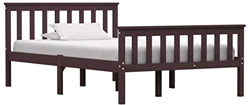 Sufrk Massivholzbett Dunkelbraun Kiefer 120x200 cm Bettgestell Holzbett Bed Frame Massivholzbett Bett Holz Bettrahmen