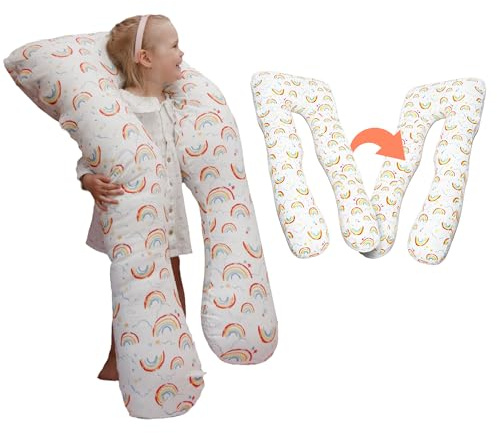 MKS KomfortKissen Gesundheit Kinder Kissen für Bett Schlafen 70 x 120 cm | Anti-Stress | Gesundheit Kissen für Bett Schlafen Oeko-Tex Hypoallergenic | kopfkissen für Kinder (4-14 Jahre) Regenbogen