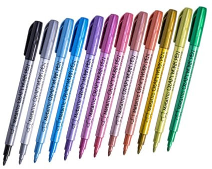 Tofficu 12stücke Metallic Marker Stifte Für Kunst Und Malen Papier Holz Mit Nylon Pinselspitze Für Glattes Schreiben Und Markieren