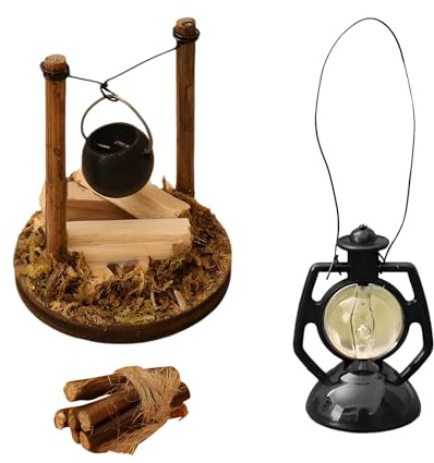 behone Holz Wichtel Zubehör Lagerfeuer,Mini Lagerfeuer Wichtelzubehör,Miniatur Wichtel Feuerstelle Miniatur,Hohe Qualität Wichtel Zubehör Lagerfeuer,Tolles Geschenk für Erwachsene und Kinder