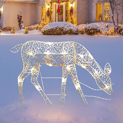 Opdestn Beleuchtetes Weihnachtsrentier, LED Rentier Hirsch Figur, Weihnachtsbeleuchtung für außen und innen Weihnachtsfigur Rentier Funkelnde Hirschdekoration für Haus und Garten