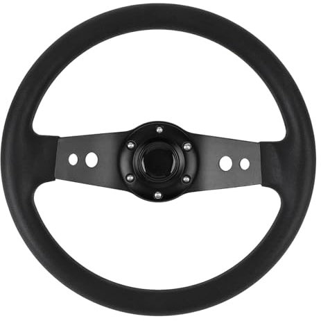 Yctze Volante Sportivo Volante per Auto 13 Pollici PU Look Elegante Resistente Presa Migliorata Facile Installazione Volanti per Barca (Black)